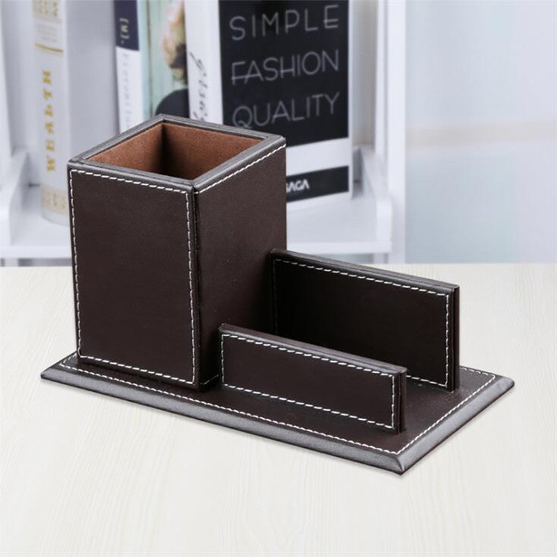 MULTIFUNCTIONAL LEATHER PEN HOLDER BUSINESS CARD HOLDER